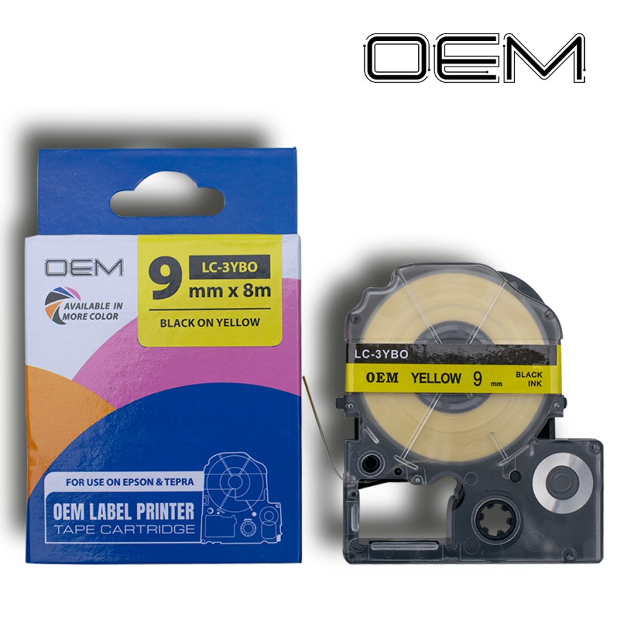 LABEL TAPE 9mm x 8m FOR USE ON EPSON LABELWORKS (OEM)