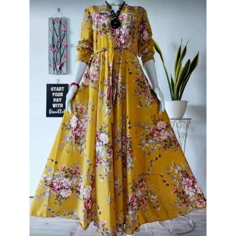 BAJU WANITA GAMIS MAXI TUTU TULIP DRES MUSLIM KATUN TERLARIS