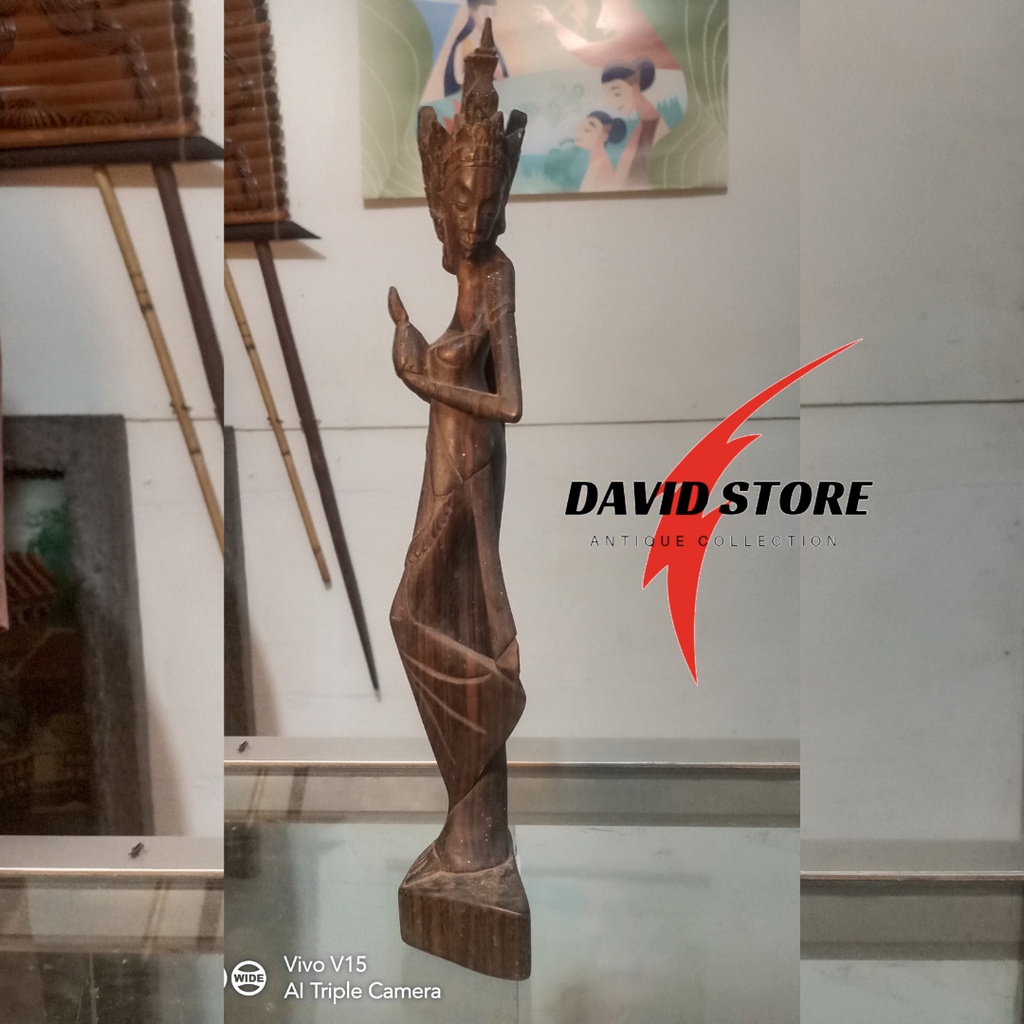 Barang Antik Patung Kayu Wanita Penari Kuno Jadul Antik