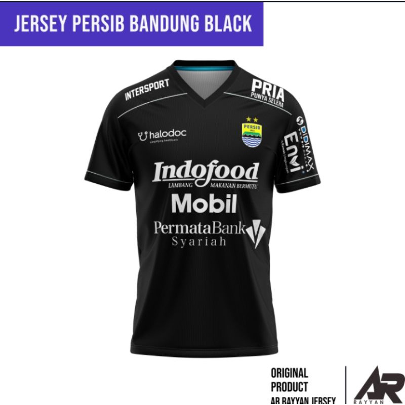 Baju Bola Persib Hitam Away 2021 Jersey Full Printing (Gratis custom nama)