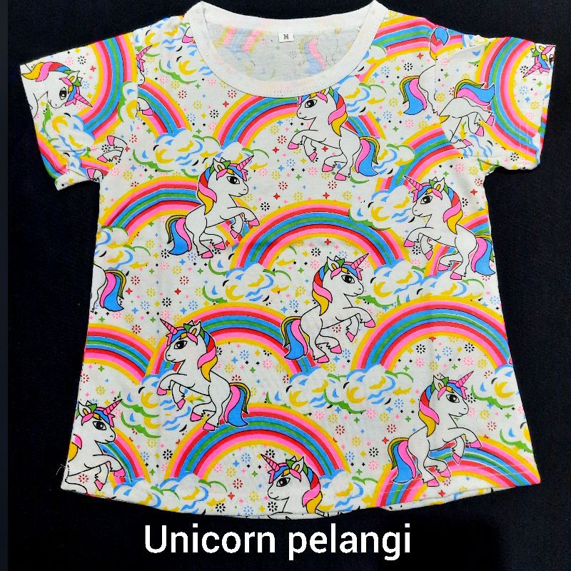 kaos polos anak anak perempuan unicorn
