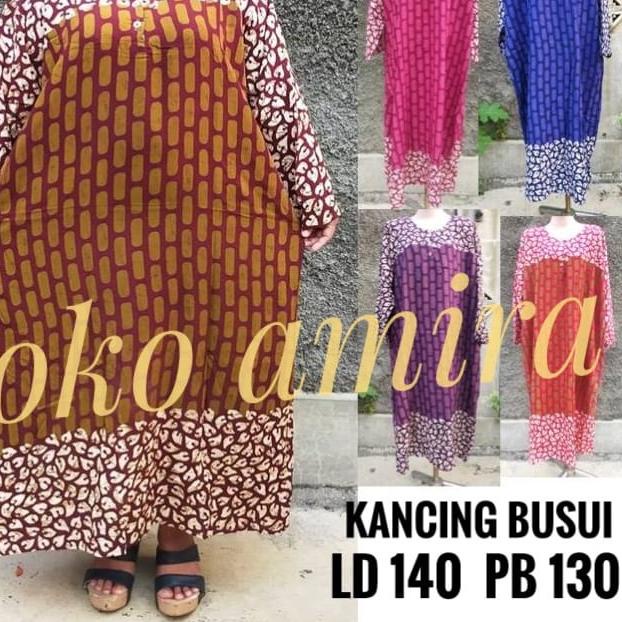 ☀ Daster Jumbo ld 140 Lengan Panjang Kancing Busui / Baju Tidur Wanita Dewasa xxxxl / daster jumbo l