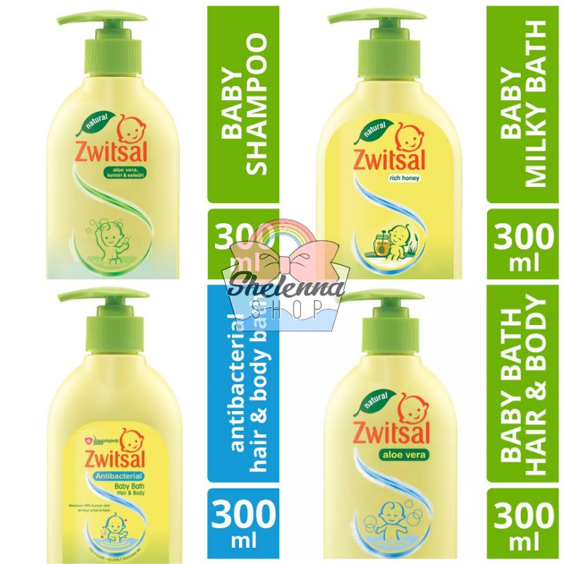 ZWITSAL Natural Baby Bath 2 in 1 Hair &amp; and Body Pump 300ML Sabun Shampo Anti Bacterial