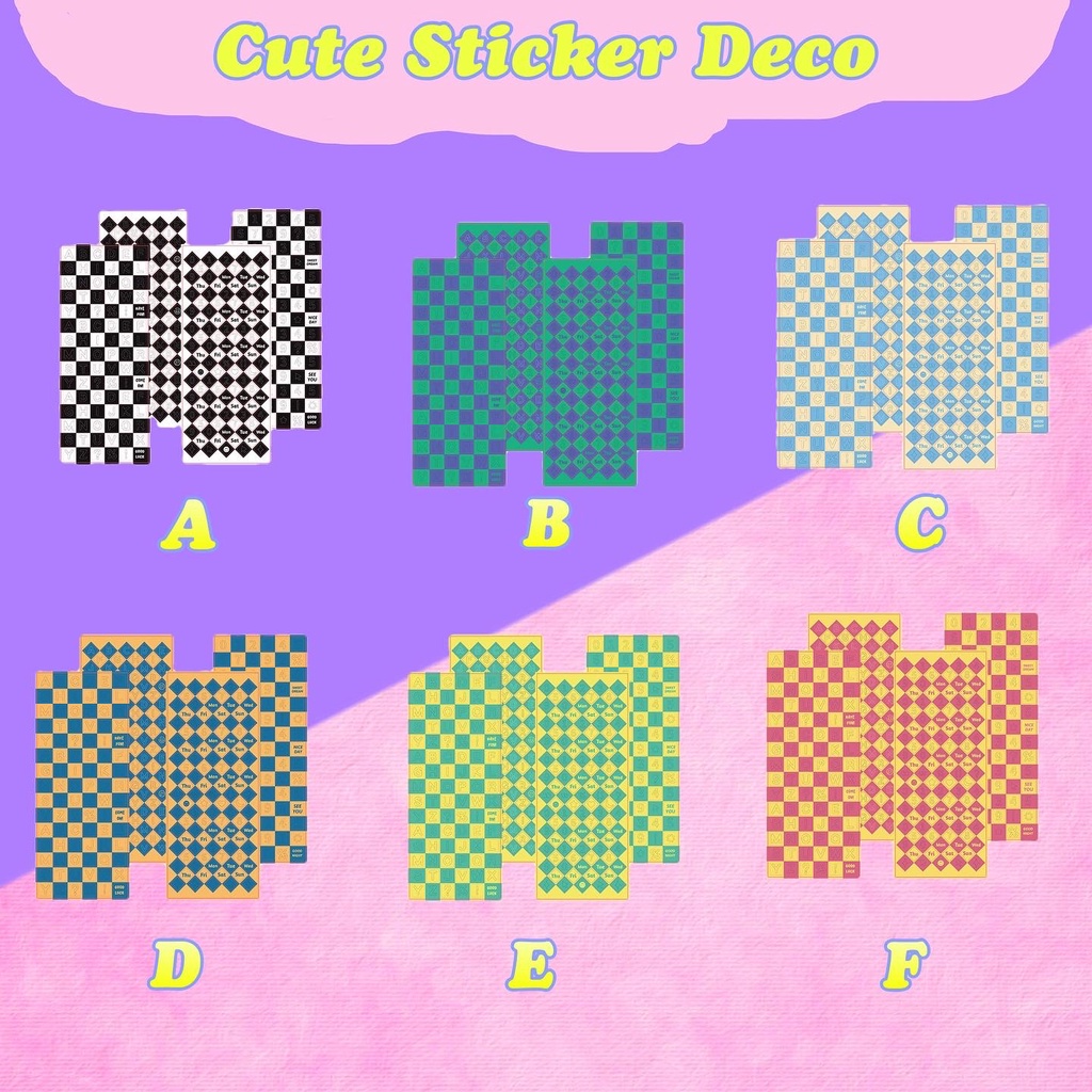 (Its Pico) 4 Pc Stiker Alfabet Warna Warni Checkboard Aeshtetic untuk Scrapbook DIY