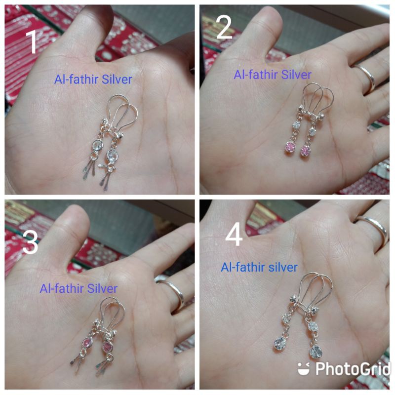 Anting juntai permata dewasa perak