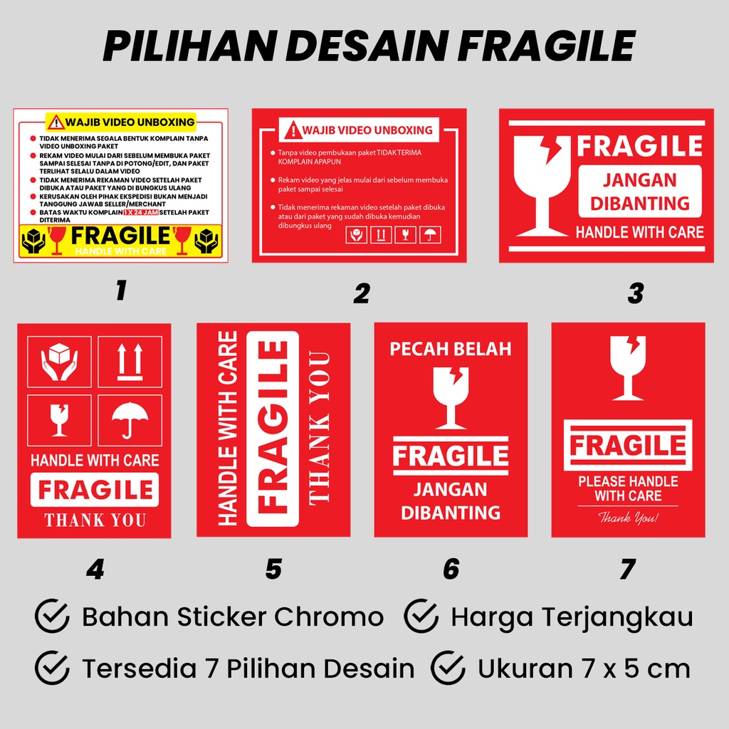 

Sticker Fragile Termurah Isi 25 50 dan 100
