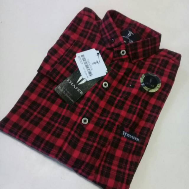 Kemeja Flanel Thafer Merah-hitam