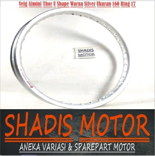 Velg Almini THOR U Shape Ukuran 160 Ring 17 Warna Silver Velg Jari Jari Motor