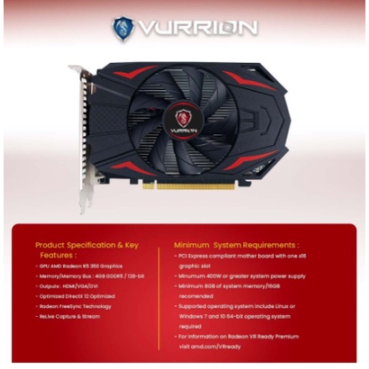 VGA R7-350 4GB DDR5 128BIT VURRION RADEON SERIES