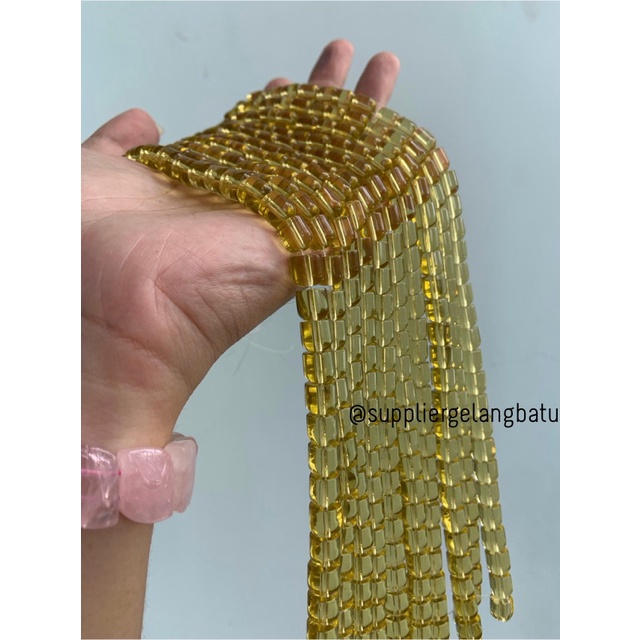 manik batu tabung 8mm yellow quartz kuning kuarsa bahan gelang kalung