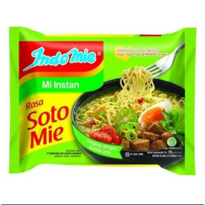 

Indomie Rasa Soto Mie ( Beli 10pcs, dapat Potongan Harga)