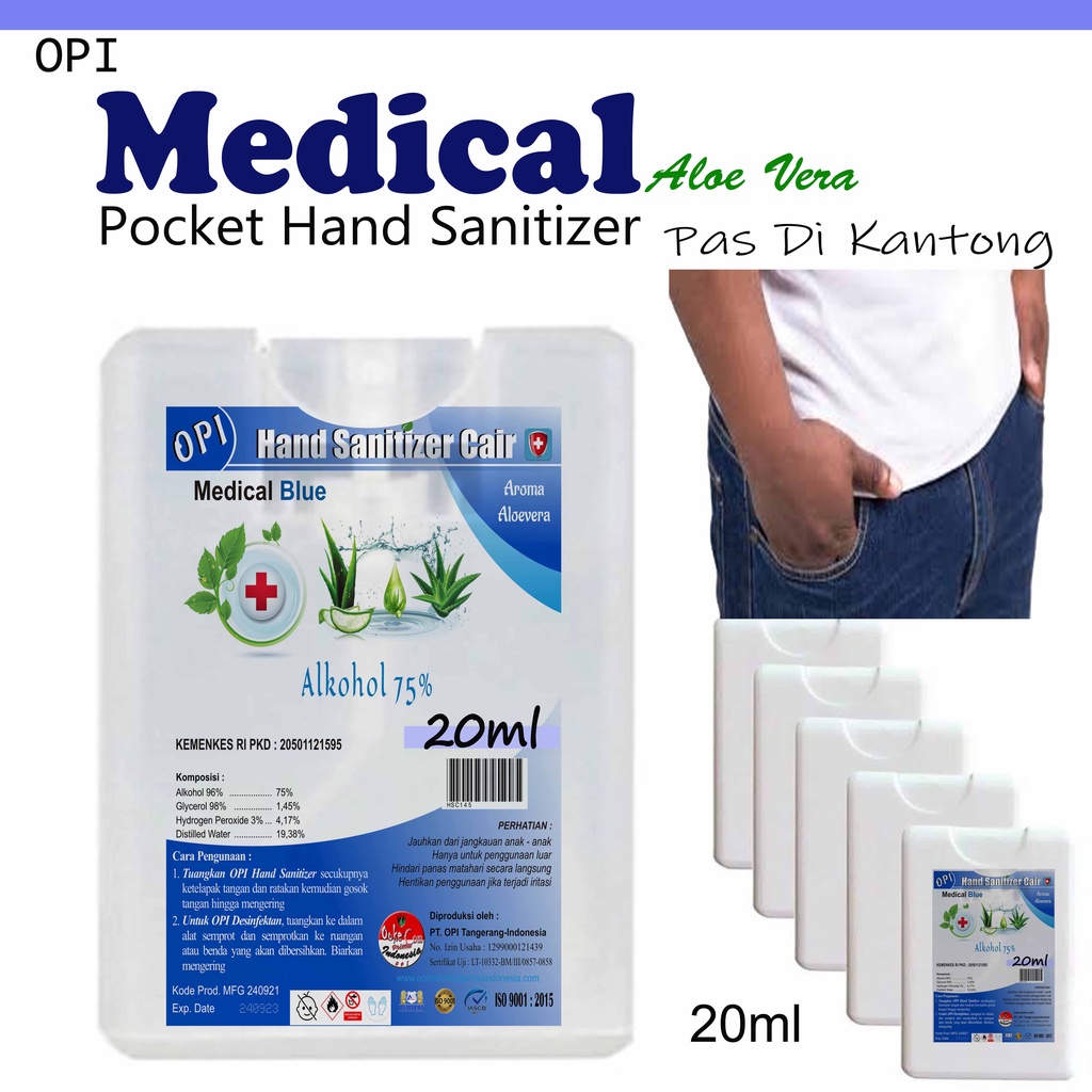 Hand Sanitizer Botol saku (Pocket Bracket) 20ml alkohol 75% dengan pilihan varian wangi segar