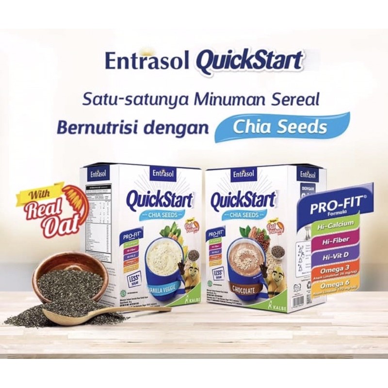 Entrasol quickstart with chia seeds coklat | vanilla ( sereal tinggi calcium )