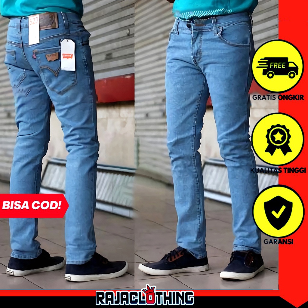 RCL - Celana Jeans Pensil Strecth Slimfit Skinny Pria BIoblitz Biowash Blueblack Hitam Abu Big Size S.M.L.XL