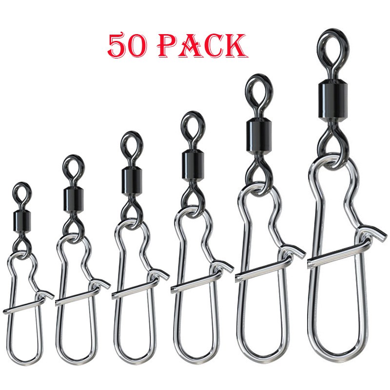 50pcs Konektor Memancing Pin Bearing Rolling Putar Stainless Steel Aksesoris Memancing