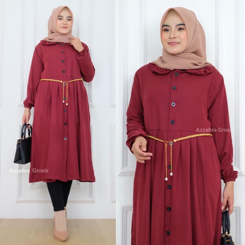 ORIYA TUNIK - LD100-110 Tunik Wanita Shakila Free Belt Kancing Aktif / R.7 - 262-6067 / 529-7175