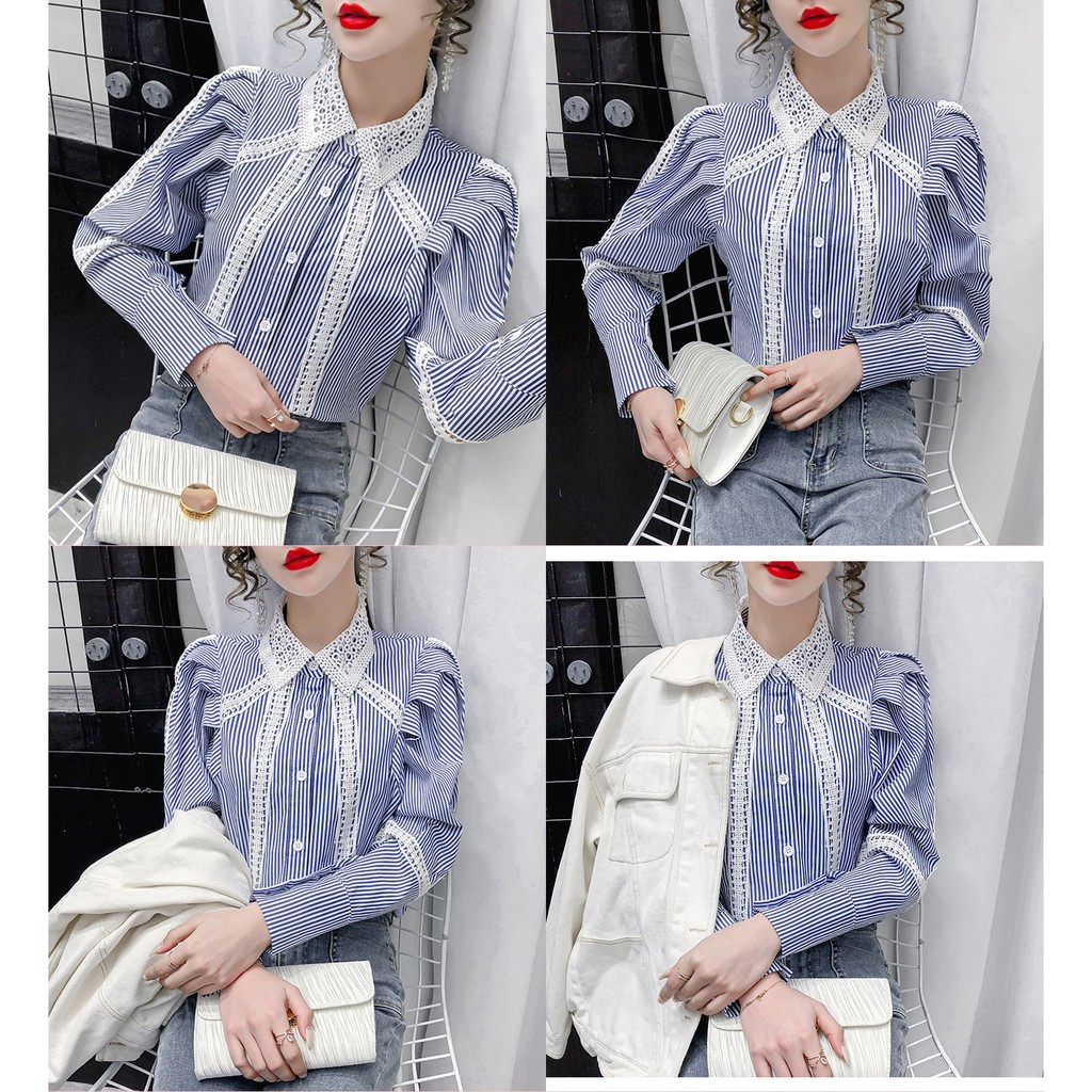 Atasan Wanita - Kemeja GILBERTA Korea Stripe Model