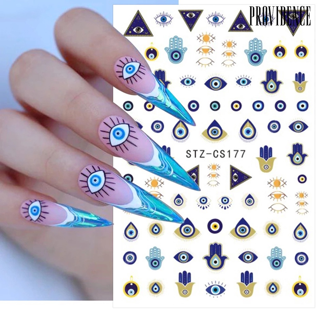 Stiker Kuku Motif Mata Iblis 5 Gaya Dengan Perekat Untuk Dekorasi Nail Art