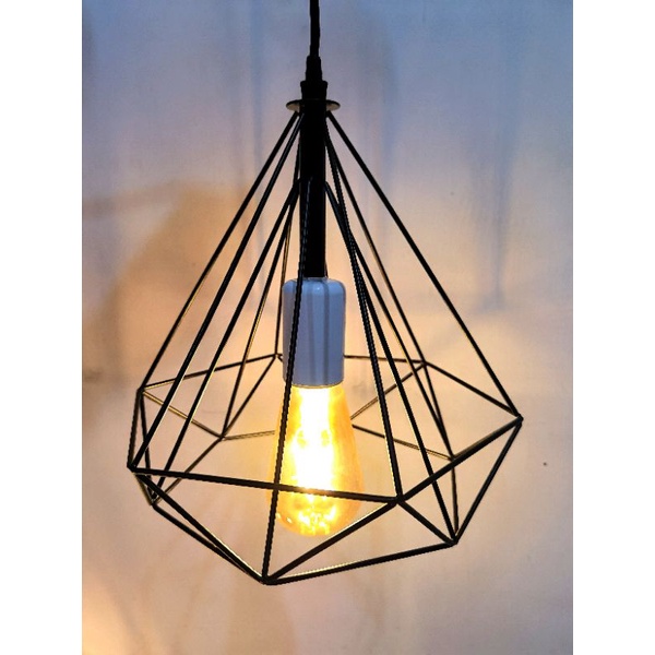 Lampu Hias Pendant Light, Lampu decor, Lampu cafe,  Lampu gantung, Diamond Ring 1set Isi 3bh black