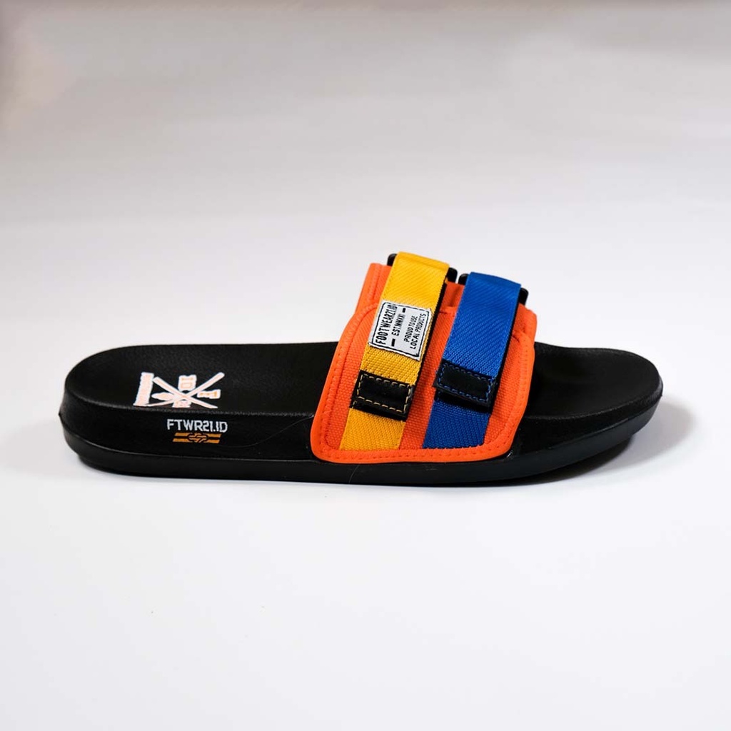 Footwear21.Id  -  Freddo Orange Black | Slippers | Sandal Pria | Slide Slip on | Sendal Anti Licin Ringan Selop  | Sandal Murah