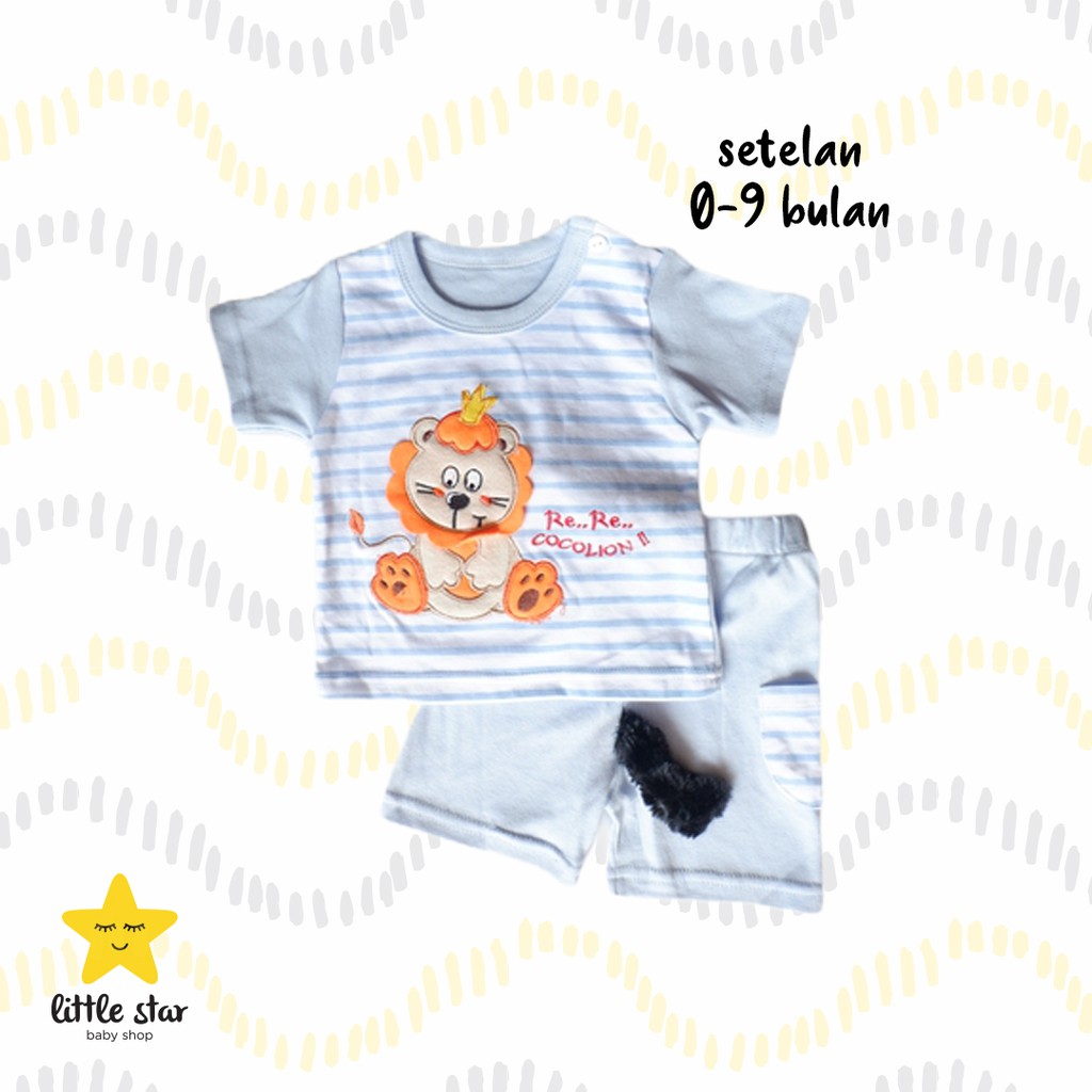 Lion Setelan Anak Bayi Cowok | Set Baju Kaos Celana Anak Laki