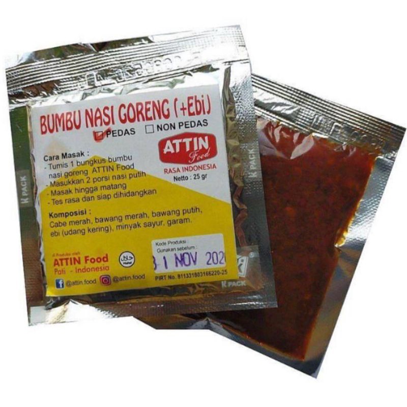 

Bumbu Nasi Goreng +Ebi (Pedas) 25 gr (5's) Attin Food