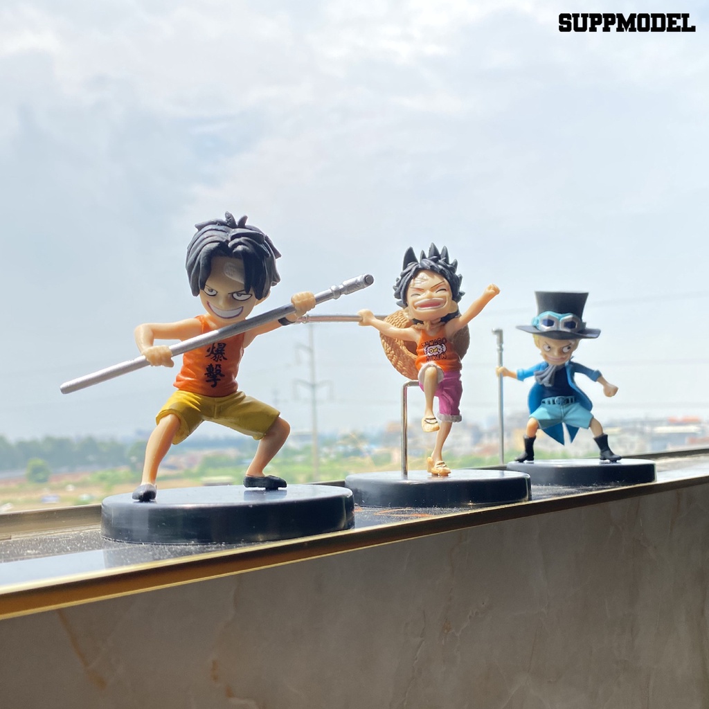 3pcs Action Figure model Anime One Piece Luffy Untuk Dekorasi