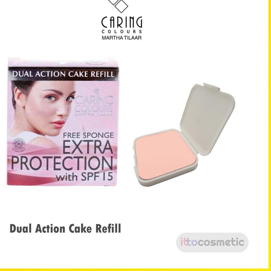 Lari⚡ ✫↔ CARING Colours Extra Protection SPF 15 Dual Action Cake Refill 14 GR | Bedak Sea Gold Pink 