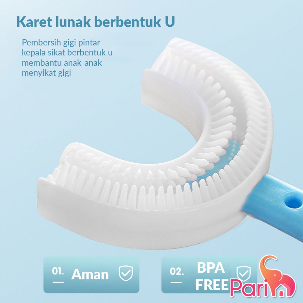 Sikat Gigi / tooth brush anak bentuk U Bahan silikon 2-6 Tahun