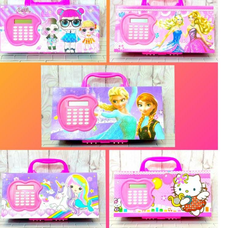 

W87 Tempat Pensil Kode Kunci 3 Susun ada Kalkulator LOL Pony Hello kitty Tayo tsum2 €➶ ★★