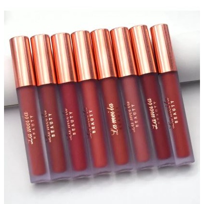 Lameila Lipstick Cair Kosmetik Lip Glaze Velvet Metal Bibir Makeup DJ 1029