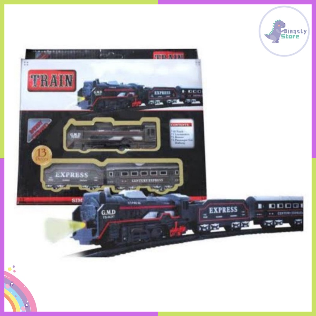 Mainan KERETA API REL KRL Panjang Gerbong Hitam Berlampu Bisa Berjalan Sendiri Kereta Lokomotif Mini