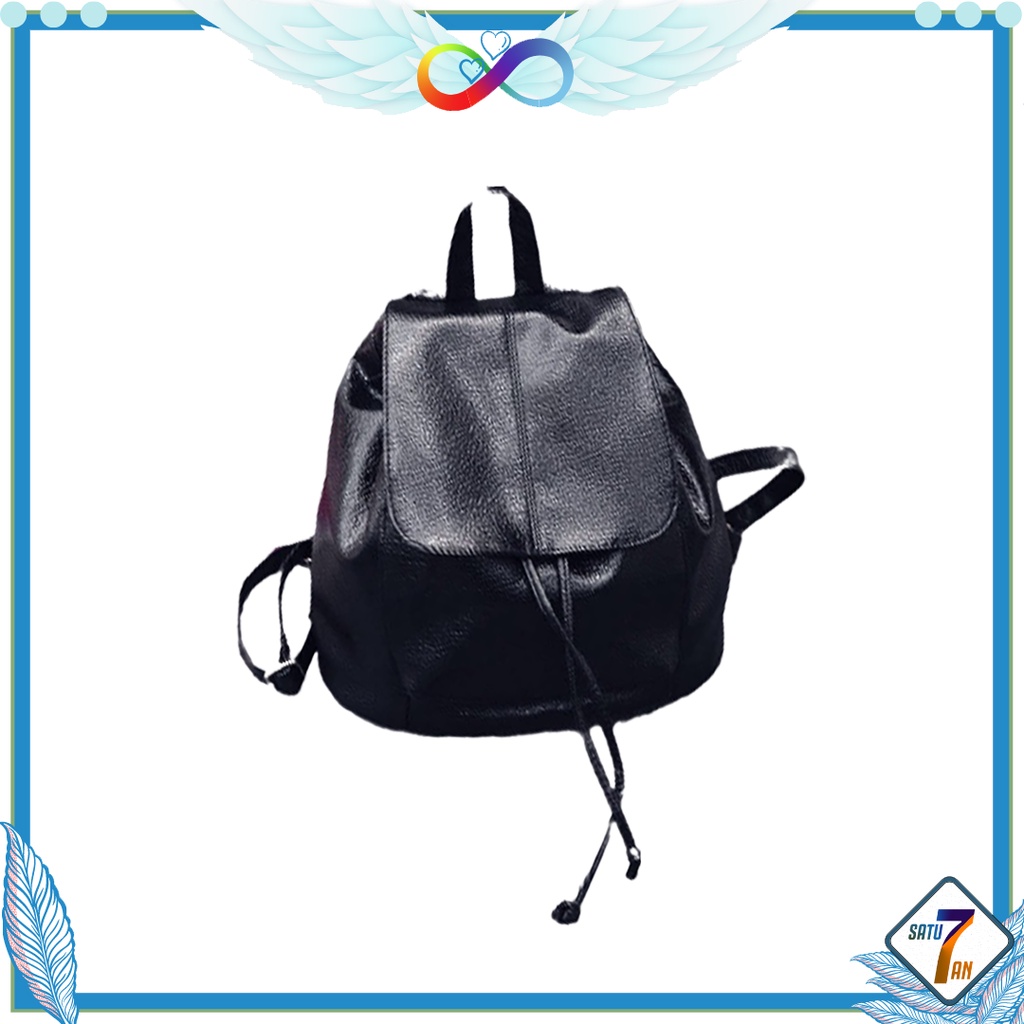 Tas Ransel Wanita Korean Style Fashion Tali Serut Backpack Women Kulit Sintetis Satu7an T260