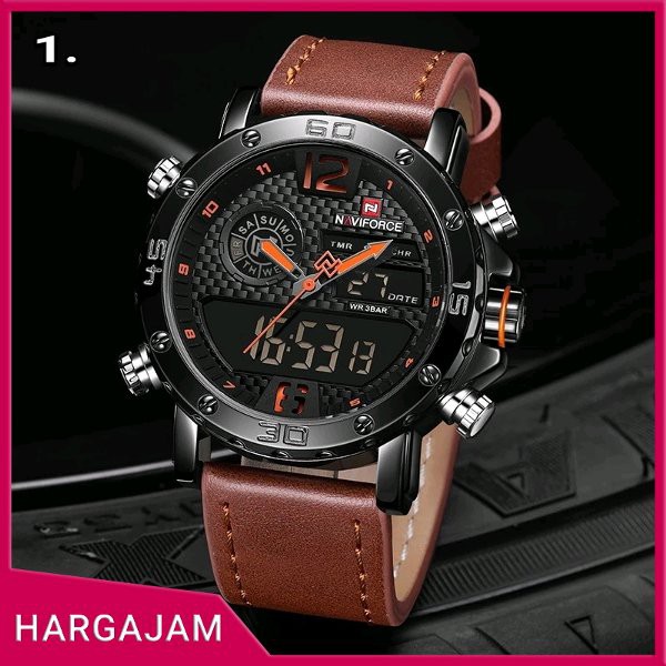 Anti Air Jam Tangan Pria Original Naviforce Leather Strap by hargajam double time cowok ori anti air