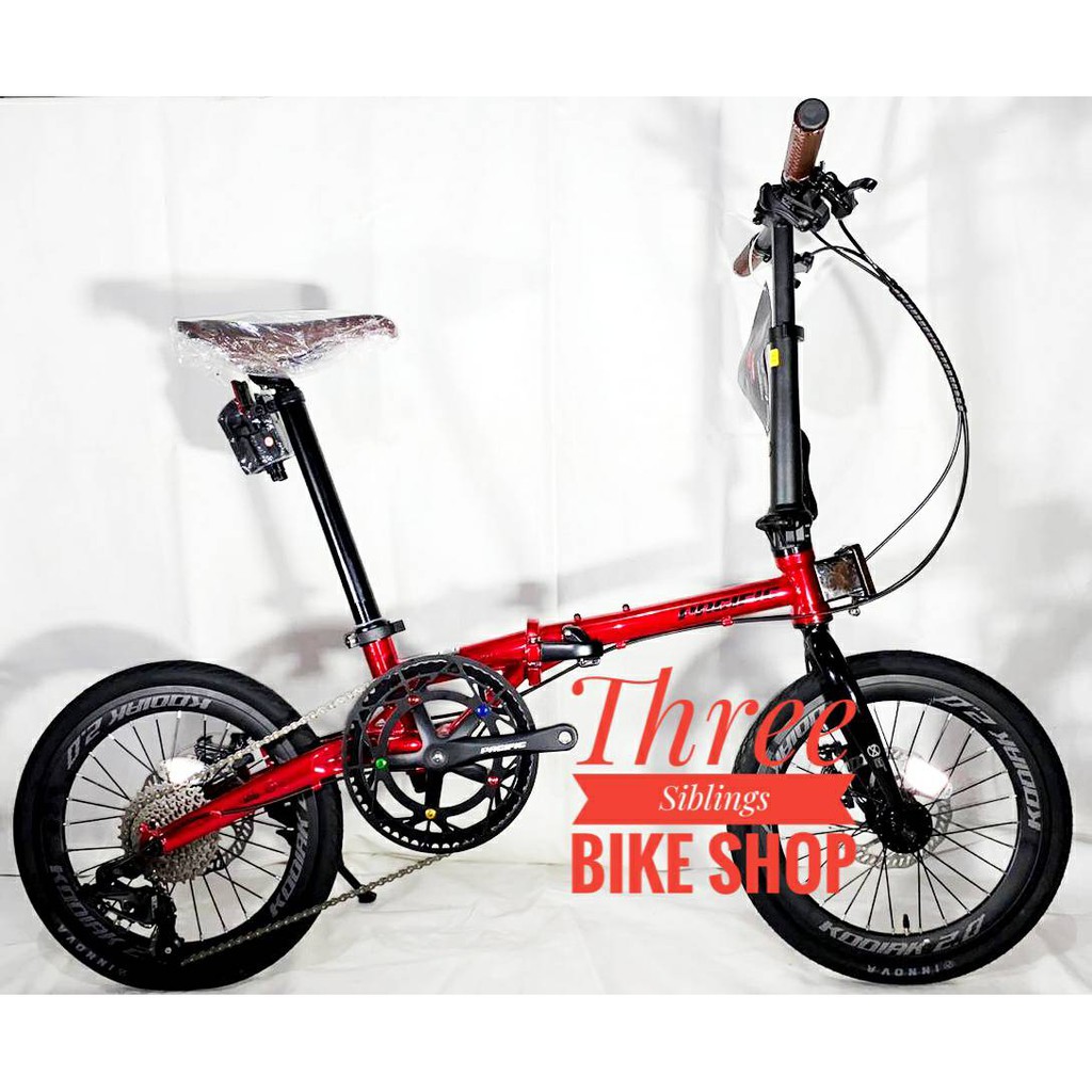 SEPEDA LIPAT PACIFIC KODIAK 2.0 RED CHROME,9 SPEED,MECHANICAL DISC BRAKE,TELESCOPIC,FRONT BLOCK
