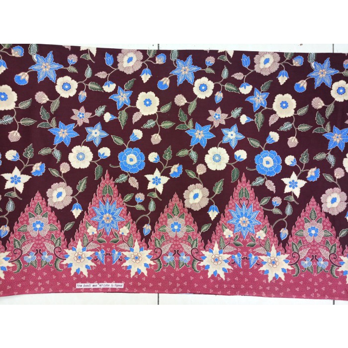 KAIN BATIK KATUN METERAN MOTIF DAUN GUNUNGAN - MAROON