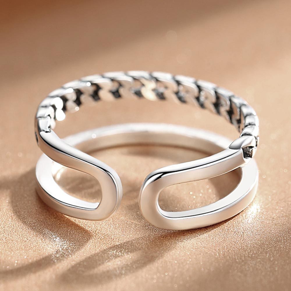 925 Perak Cincin Untuk Wanita/pasangan Cincin yang Dapat Disesuaikan Kepribadian Bar Perhiasan Retro JZ00070