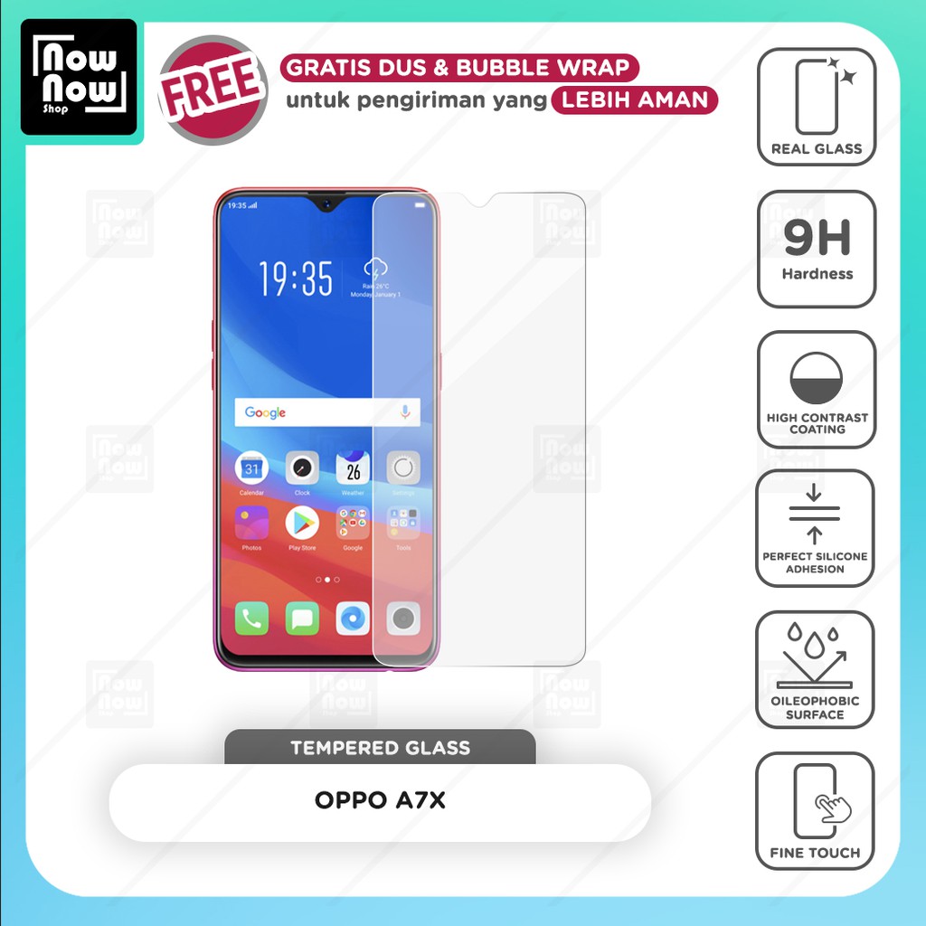 Tempered Glass Anti Gores Oppo A7X Screen Guard Protector 9H Kaca Temperglass