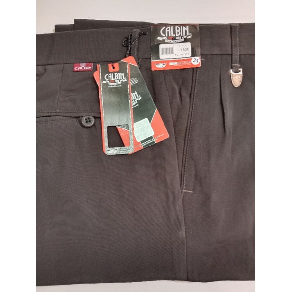 celana panjang bahan pria merk calbin original warna coklat gelap