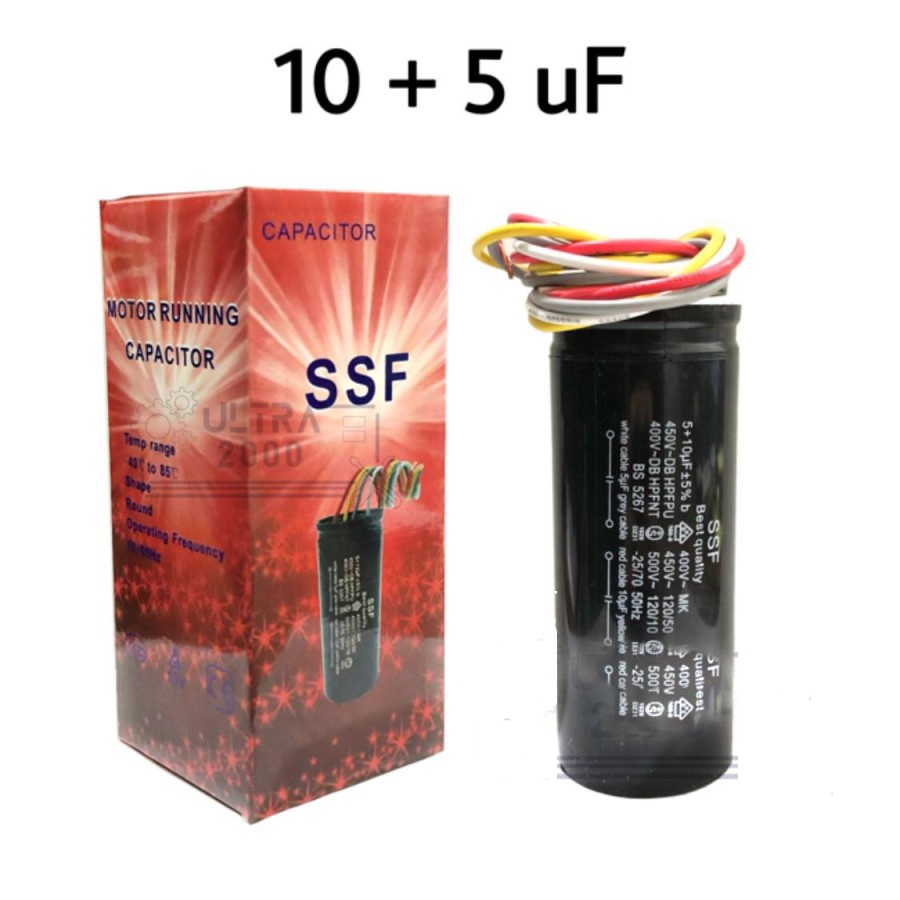 Kapasitor Mesin Cuci Sharp Capasitor Motor 5 + 10 uF MikroES-T96CA