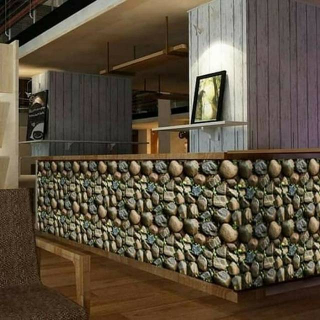 Wallpaper dinding batu alam 3d ukuran 45cm×10m / wallpaper dinding batu kali 3d-2
