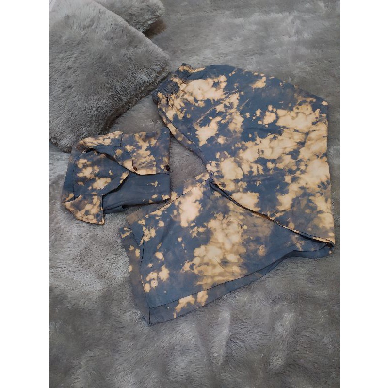 Aroohi Set tie dye/GREY/ kemeja tie dye/celana tie dye/ one set tie dye