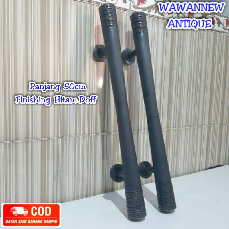 Handle Pintu / Gagang Pintu Rumah Pagar Kuningan Antik Motif Polos Lerek 50cm