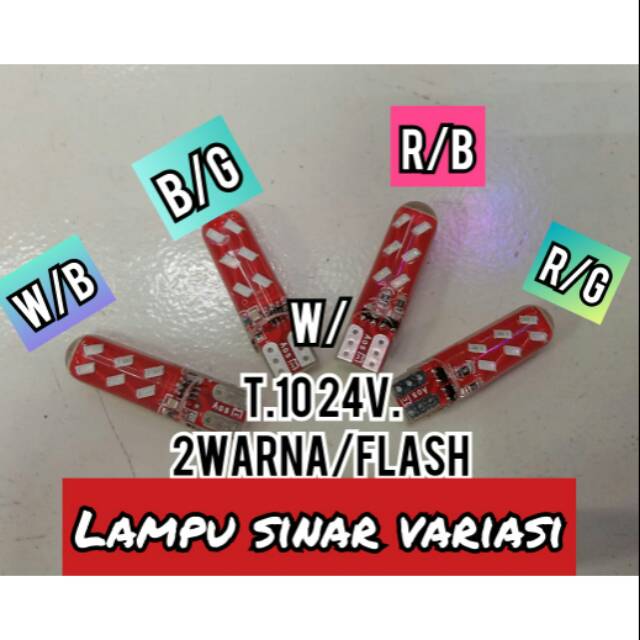Lampu senja T10 12 LED  24 volt dua warna kedip