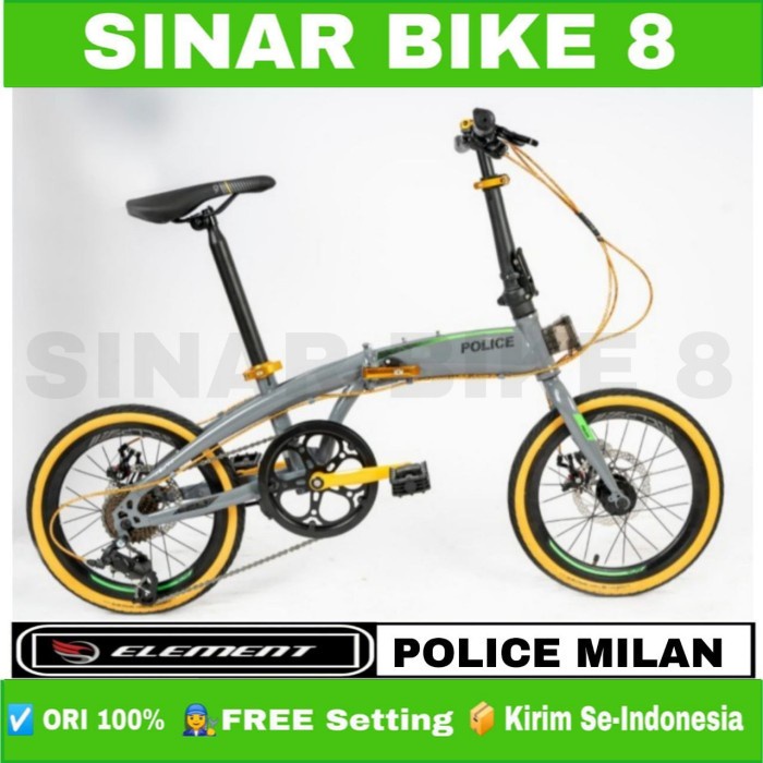 Sepeda Lipat Ukuran 16 dan 20 Inch ELEMENT POLICE MILAN 8 Speed