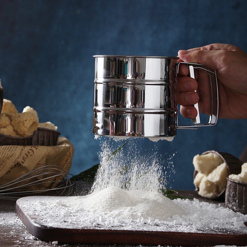 CANGKIR SARINGAN TEPUNG STAINLESS STEEL - Ayakan Penyaring Tepung Mesh Stainless
