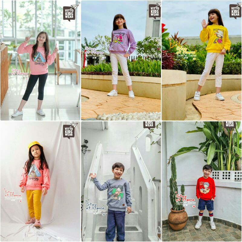 Baju Sweater Anak Stay At Home By Vitto Kids Wear / Vitto Kidswear / jaket anak
