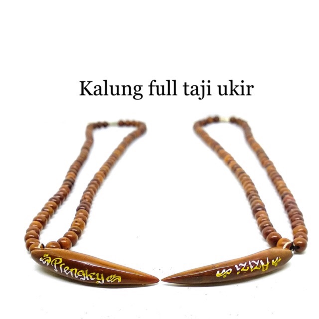 Kalung Kaokah taring taji full butir bisa ukir nama Custom Nama Motif Taji Full Butir Kaokah Kokka Asli Koka Kaoka kaukah