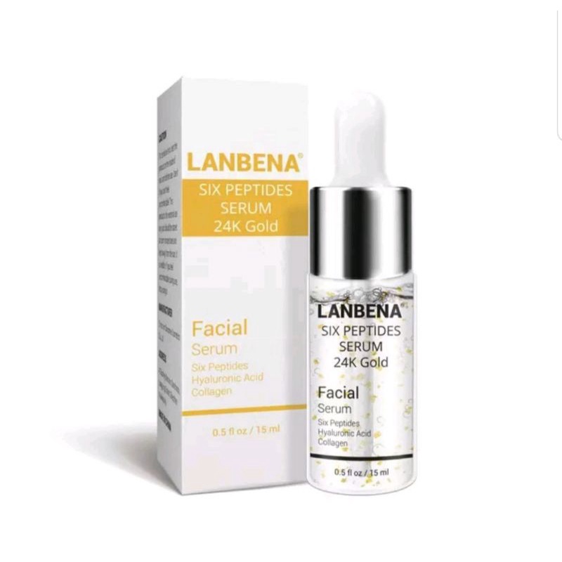 Lanbena Six Peptides Serum 24k Gold 100% Original / Serum Anti Aging Menghilangkan Keriput dan Garis Halus