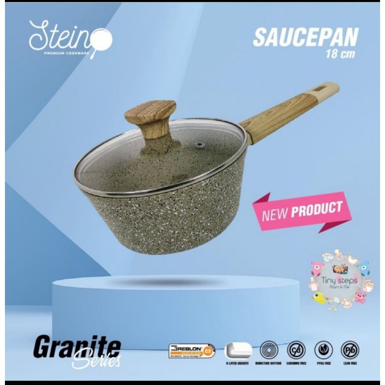 Steincookware Sauce pan 18 cm + lid tutup Granite Onyx Series stein saucepan Anti Lengket